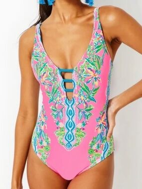 Lilly Pulitzer Jaspen one-piece swimsuit in Havana Pink Orchid Soirée Wmns Sz 14